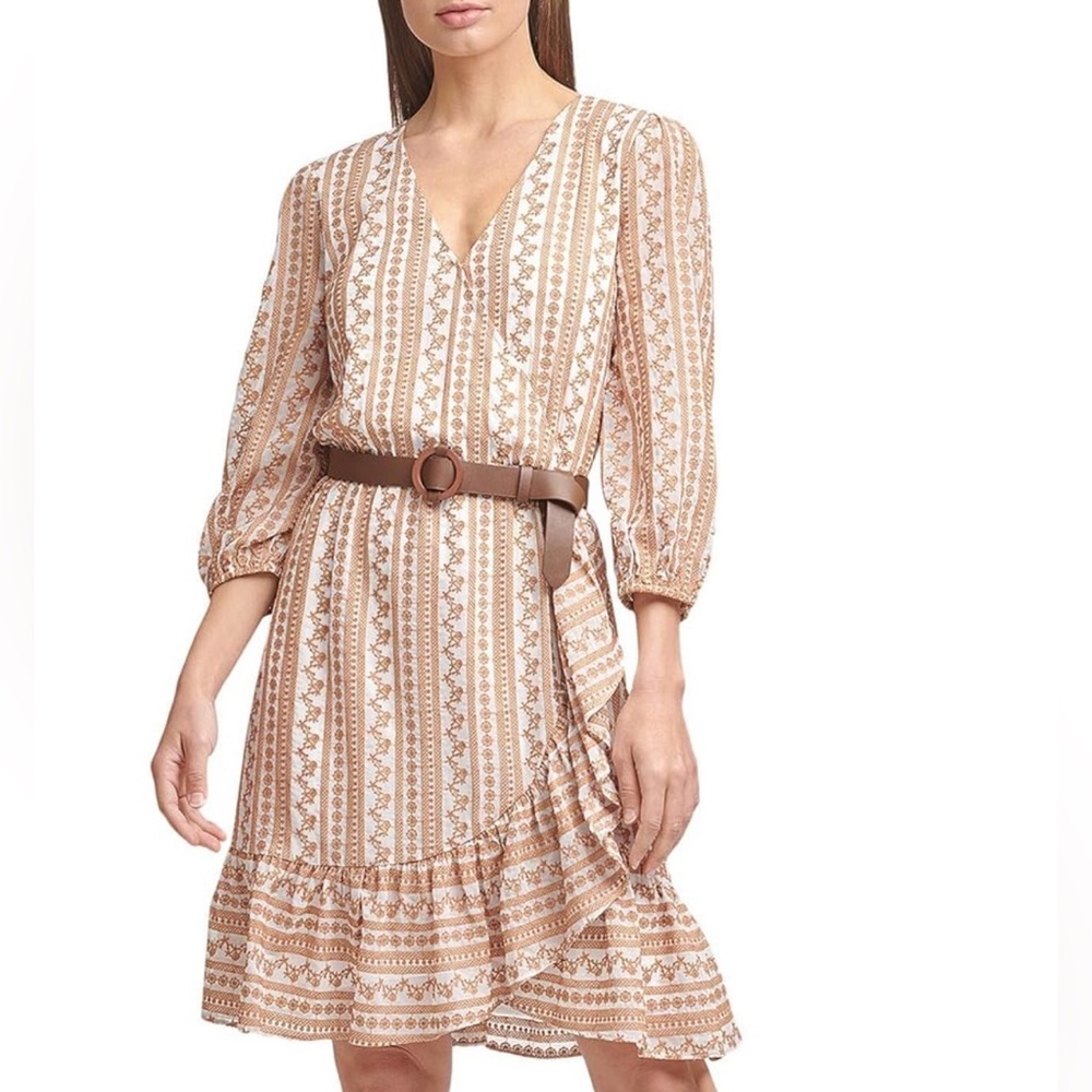 Calvin Klein Embroidered Wrap Dress